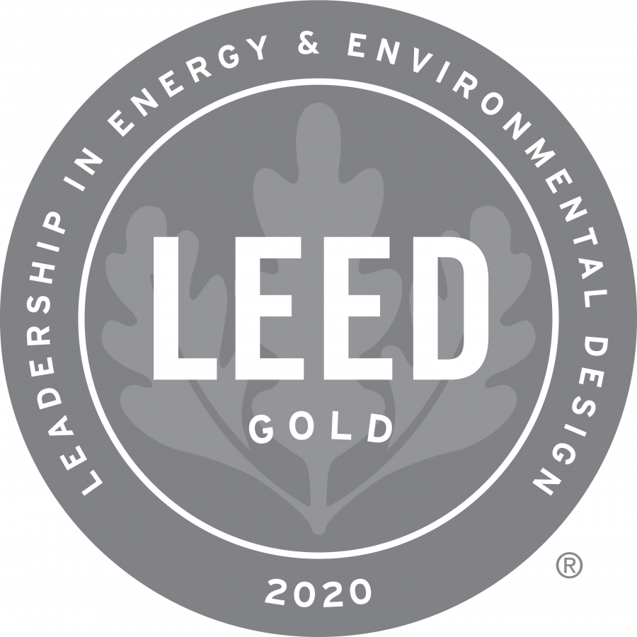 Image of the silver LEED Gold logo from the U.S. Green Building Council.