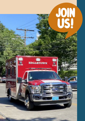 Ambulance driving down the street.