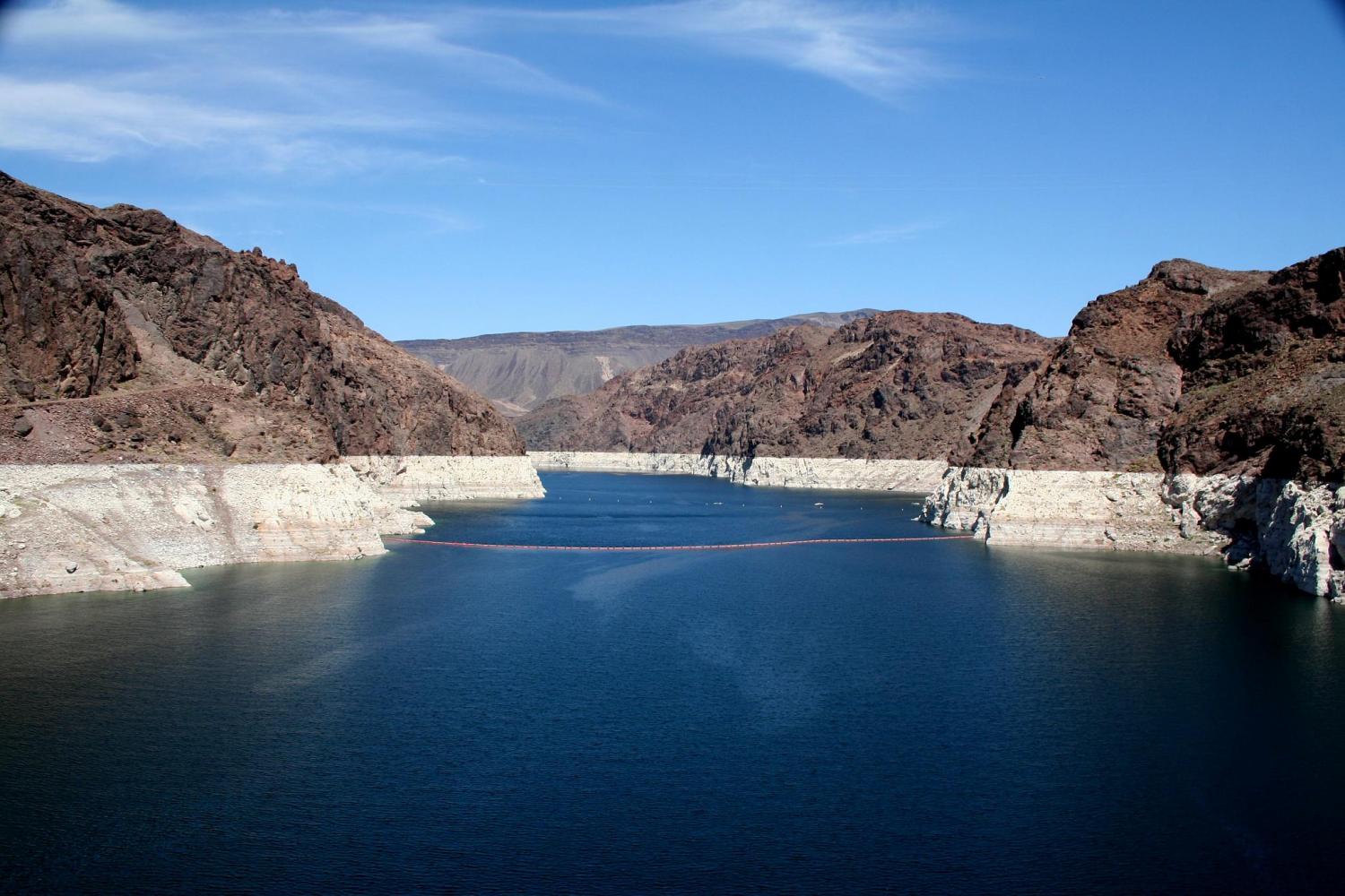 View of Lake Mead at a low level.