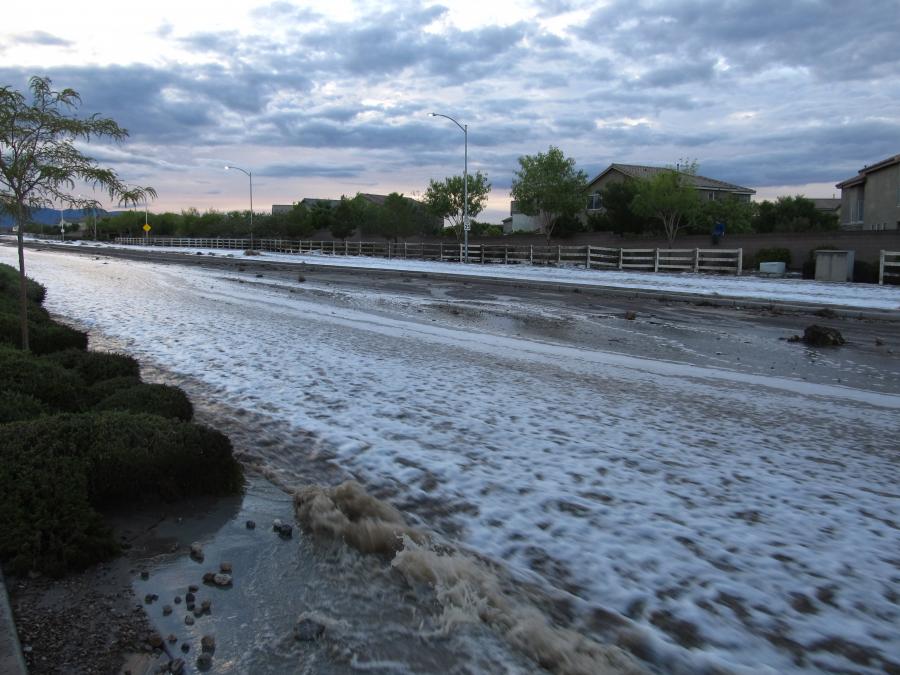 Flooding occurs on Las Vegas streets