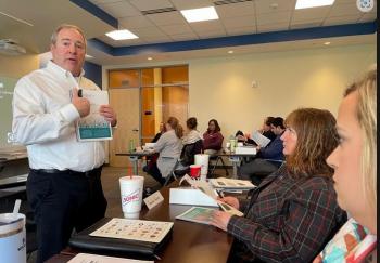 David Whalen leads the Emergency Management Disability Awareness training March 27 at Columbia College. The training connected first responders, other emergency management organizations and people with disabilities.