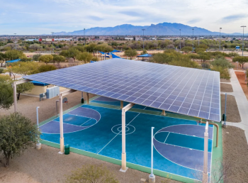 solar panels over a basketball court