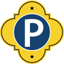 sa Park Logo with a P in the middle of a yellow shape synonymous with san antonio's city logo