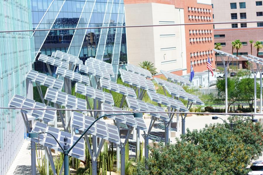 solar arrays outside of city hall