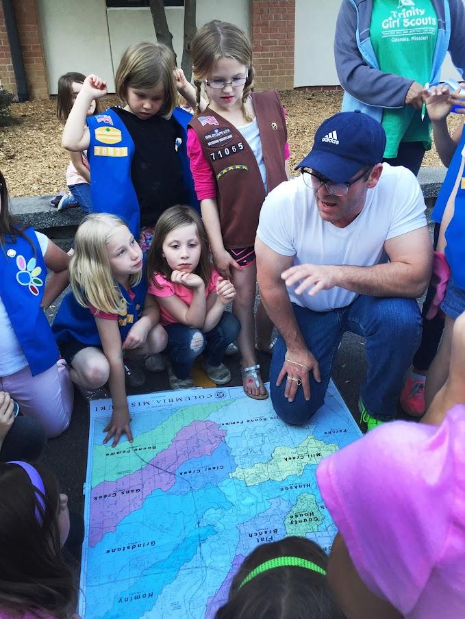 Girl Scouts view watershed map