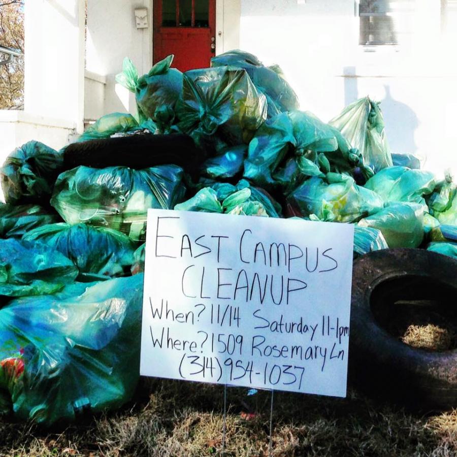 East Campus cleanup with MU students