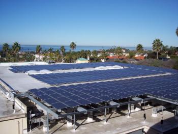 Ariel view of Encinitas city hall solar array