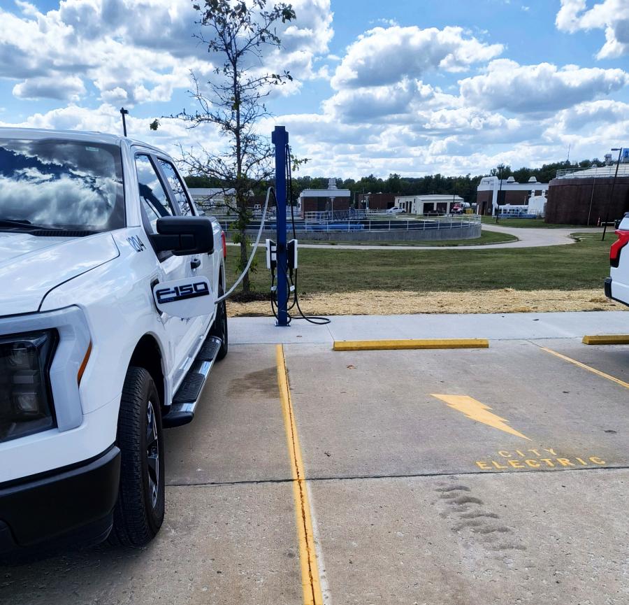 Electric vehicle at charging station