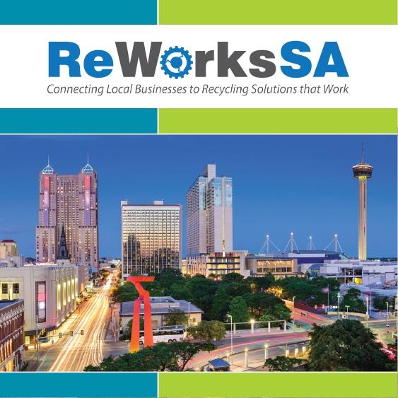 ReWorks SA logo and photo of San Antonio skyline