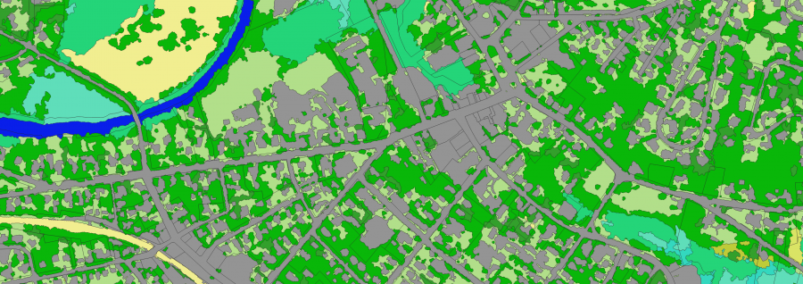 map showing greenspace versus impervious surfaces
