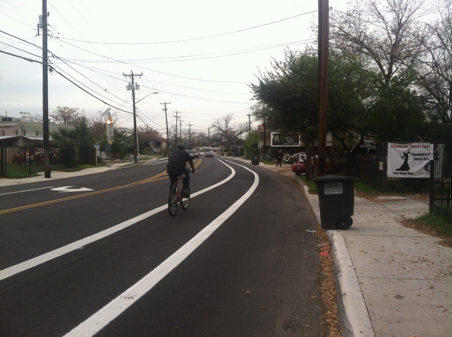 biker in bike lane