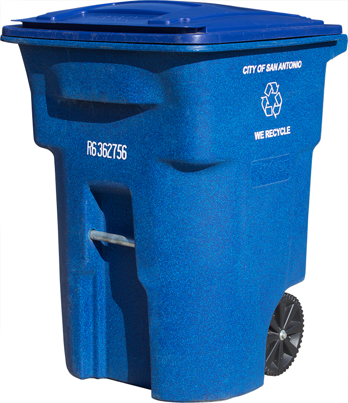 image of large blue curbside recycling bin
