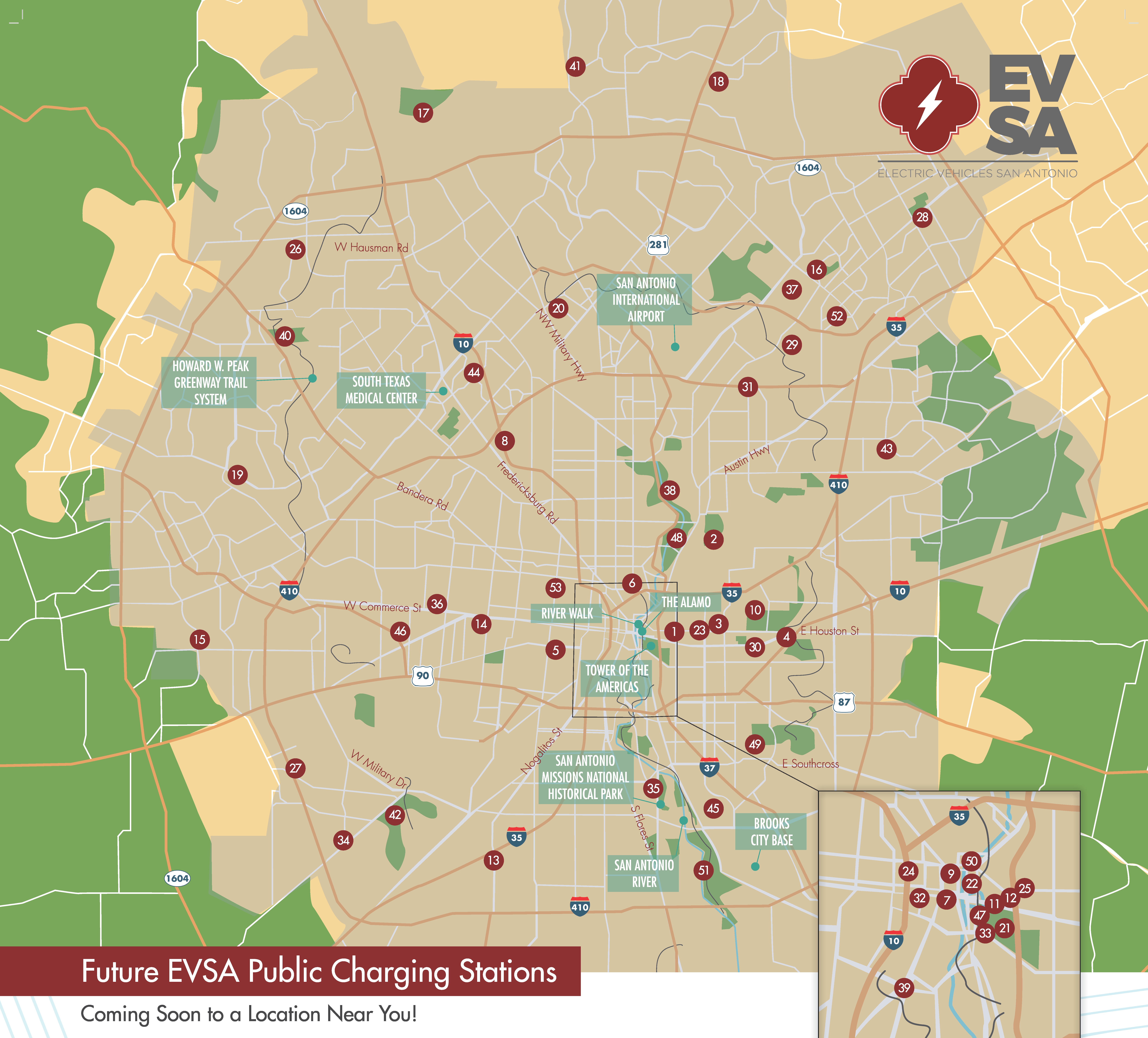 map of EV chargers